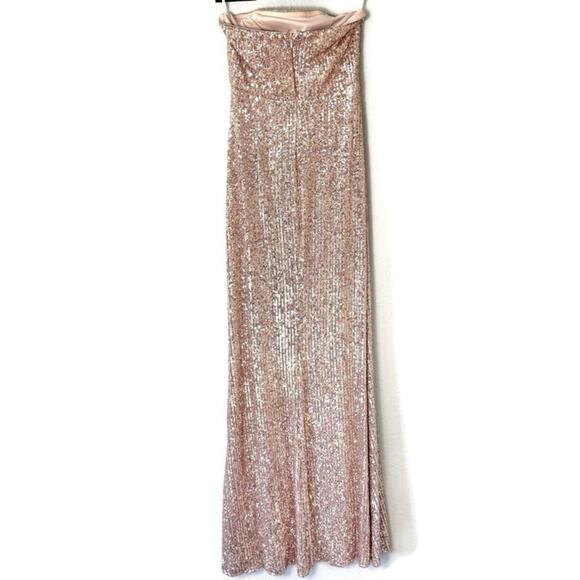 Lulus Lavish Lover Rose Gold Strapless Sequin Maxi Dress Size XS - Picture 3 of 8